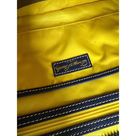 Dooney & Bourke DB Navy Blue White Shoulder Handbag Bag Tote Purse Zip Pockets - Picture 3 of 16